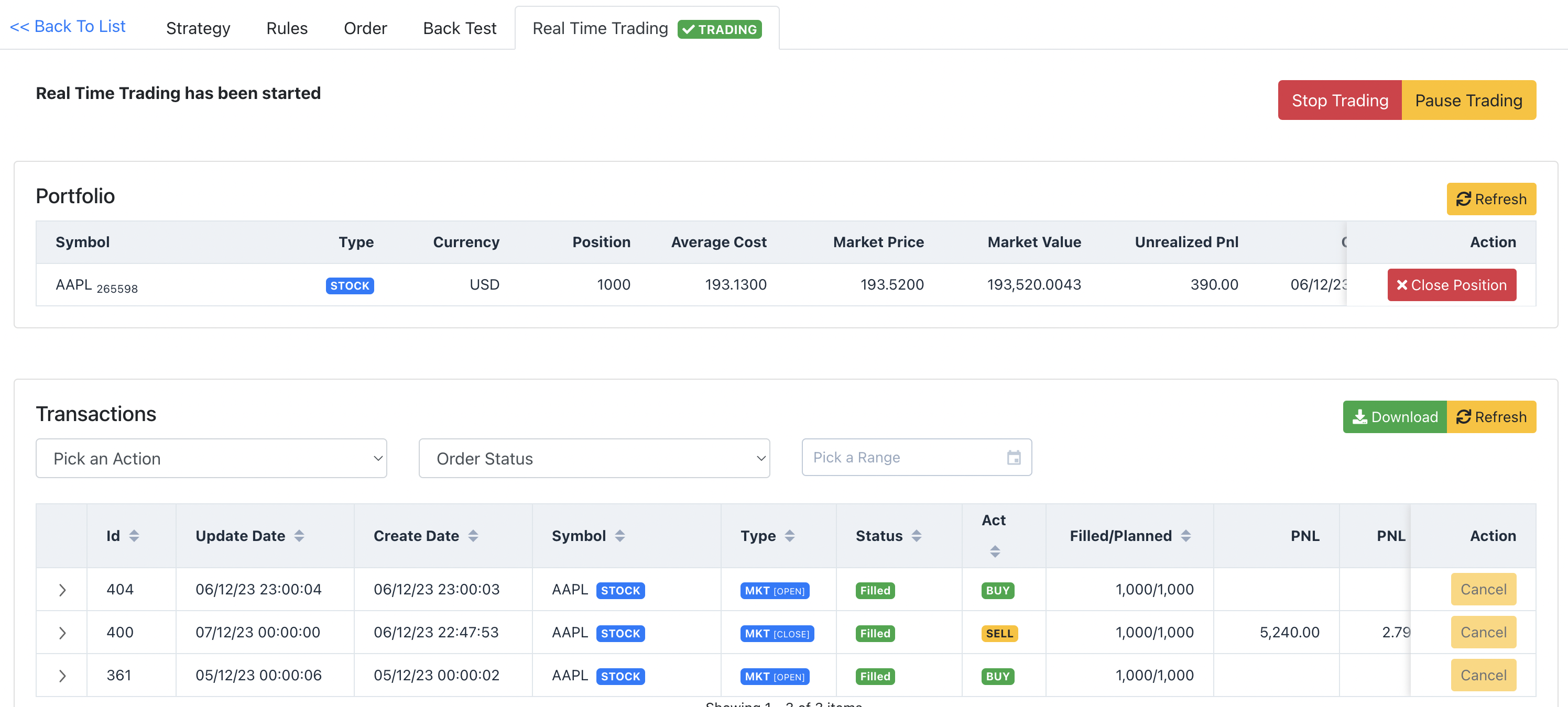 Xeroflex — Automated Trading Platform screenshot 2